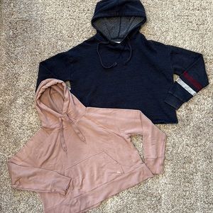 Cropped hoodie sweatshirt bundle size small navy & mauve